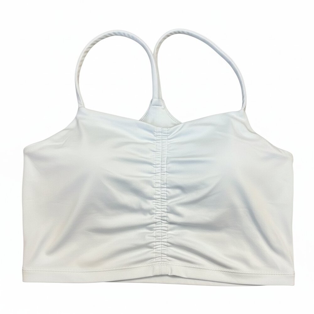 All in Motion light blue Ruched Crop Top